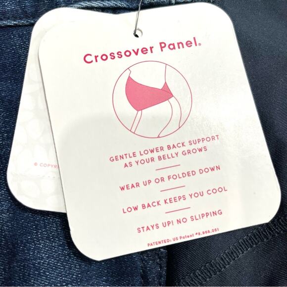 Isabel Maternity Power Stretch Denim Bermuda Shorts Crossover Panel in Back - 4 - Picture 8 of 12